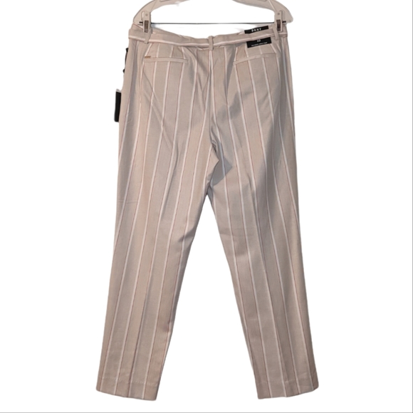 NWT DKNY Essex Ankle Pin Striped Belted High Rise Linen Stretch Business Pants - Picture 3 of 16